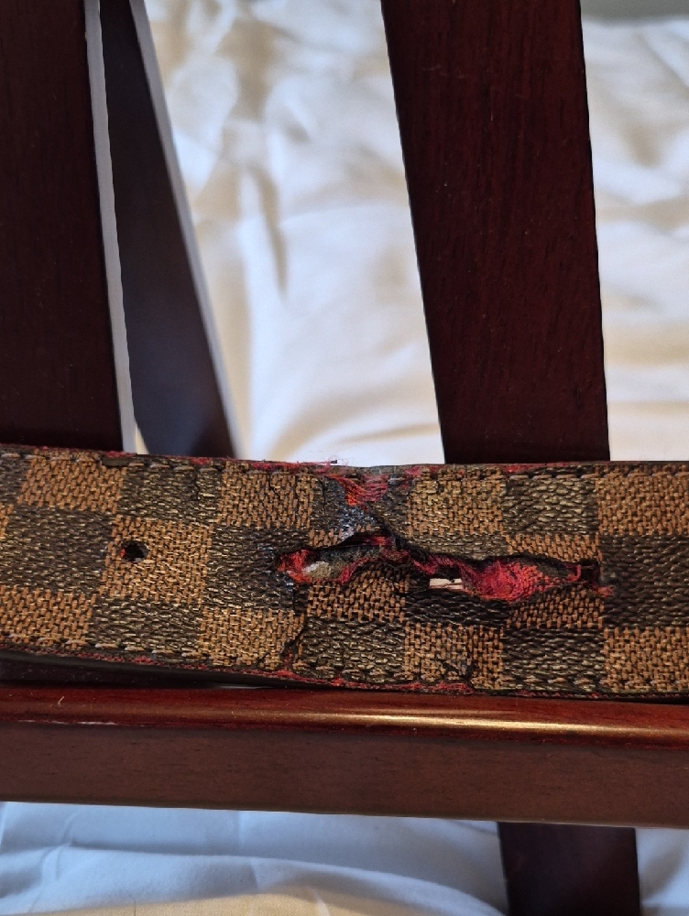 Louis Vuitton Brown Damier Belt with Gold LV Buckle Some Distress - Picture 4 of 6